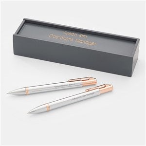 Engraved Reflections Silver  Rose Gold Pen and Pencil Set - 43477