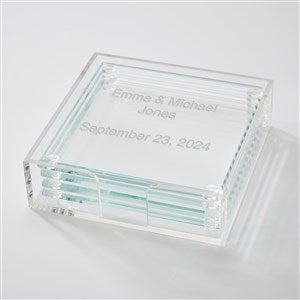 Engraved Couples Glass Coaster Set - 43646