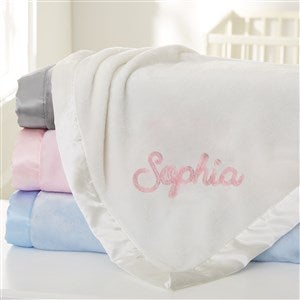 Modern Name Embroidered Ivory Baby Blanket - 43866-I