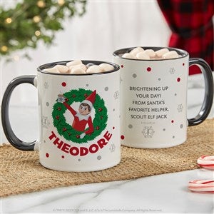 The Elf on the Shelf® Wreath Personalized Christmas Mug 11 oz.- Black - 44046-B