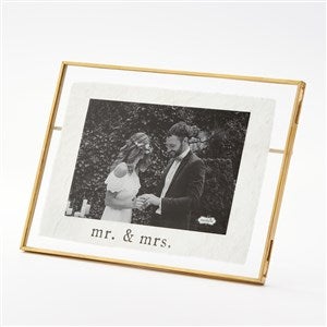 Printed Mr.  Mrs. Wedding Antique Brass 4x6 Picture Frame - 44166