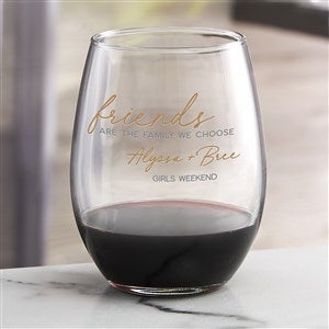 Friends Are The Family We Choose Personalized Stemless Wine Glass - 44201-S