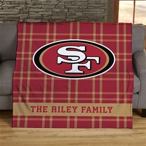 NFL Plaid Pattern San Francisco 49ers Personalized 60x80 Plush Fleece Blanket - 44656-FL