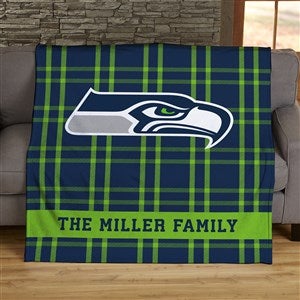 NFL Plaid Pattern Seattle Seahawks Personalized 60x80 Plush Fleece Blanket - 44704-FL