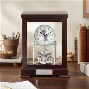 Engraved Bulova Empire Crystal Pendulum Clock