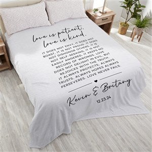Love is Patient Personalized 90x108 Plush King Fleece Blanket - 44949-K