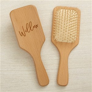 Trendy Script Engraved Wooden Hairbrush - 44952-B