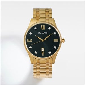 Engraved Bulova Golden Steel and Diamond Watch - 45004