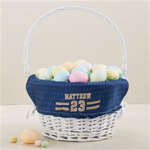 Sports Jersey Personalized Easter White Basket With Drop-Down Handle - 45582-W
