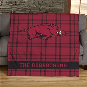 NCAA Plaid Arkansas Razorbacks Personalized 60x80 Plush Fleece Blanket - 45815-FL
