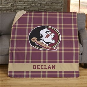 NCAA Plaid FSU Seminoles Personalized 60x80 Sherpa Blanket - 45821-SL