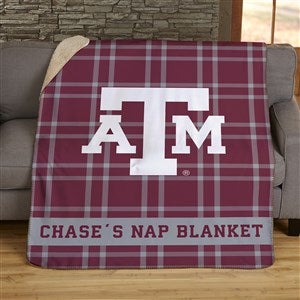 NCAA Plaid Texas AM Aggies Personalized 60x80 Sherpa Blanket - 45829-SL