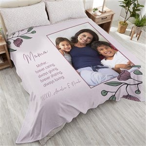 Floral Message for Mom Personalized 90x90 Plush Queen Fleece Blanket - 45896-QU