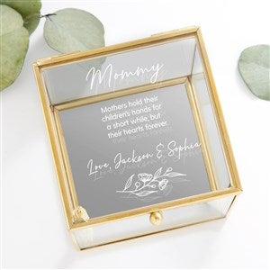 Floral Message For Mom Personalized Glass Jewelry Box - Gold - 45902-G