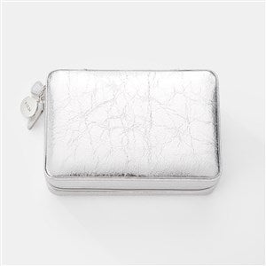 Engraved Rectangle Jewelry Box and Travel Case in Silver - 45939