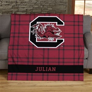 NCAA Plaid South Carolina Gamecocks Personalized 60x80 Plush Fleece Blanket - 45958-FL