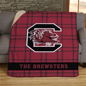 NCAA Plaid South Carolina Gamecocks Personalized 50x60 Sherpa Blanket - 45958-S