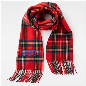 Embroidered Soft Fringe Scarf in Tartan Red Plaid - 45969-RPL