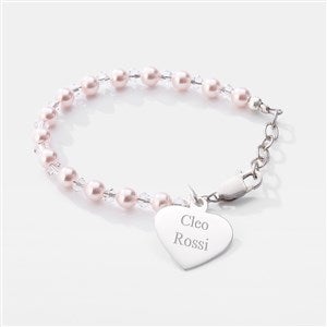 Engraved Pink & Sterling Silver Baby Bracelet - 45988