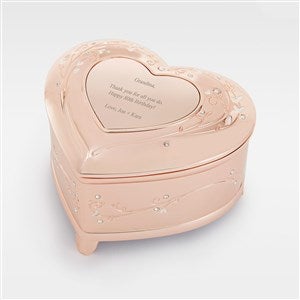Engraved Rose Gold Heart & Vines Musical Box - 45996