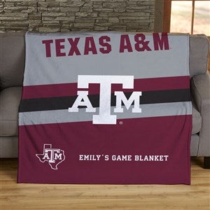 NCAA Stripe Texas AM Aggies Personalized 50x60 Plush Fleece Blanket - 46023-F
