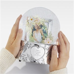 Engraved Floral Wedding Photo Snow Globe