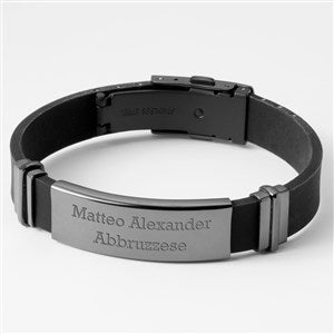 Engraved Gunmetal & Rubber ID Bracelet - 46089