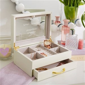 Engraved White Wood Jewelry Box