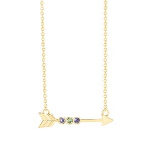 Custom Birthstone Arrow Gold Necklace - 3 Birthstones - 46143D-3GD
