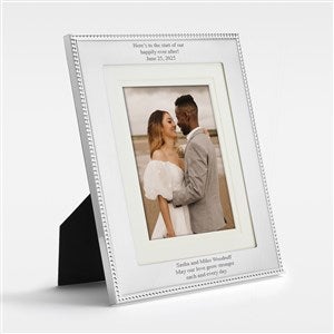 Kittenish Engraved Wedding Silver Beaded 8x10 Picture Frame-  Vertical/Portrait - 46191-V
