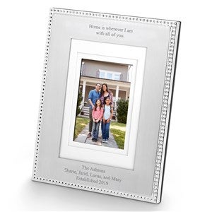 Kittenish Engraved Silver Beaded Family 5x7 Picture Frame- Vertical/Portrait - 46194-V