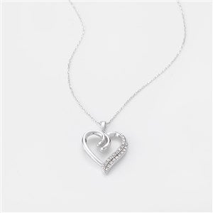 Sterling Silver Diamond Heart Necklace - 46242
