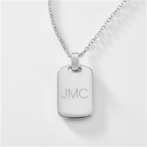 Engraved Sterling Silver Dog Tag Necklace - Vertical - 46257-V