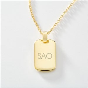 Engraved 14K Gold Plated Sterling Silver Dog Tag Necklace - Vertical
