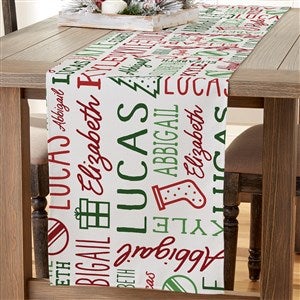 Holiday Repeating Name Personalized Christmas Table Runner- 16