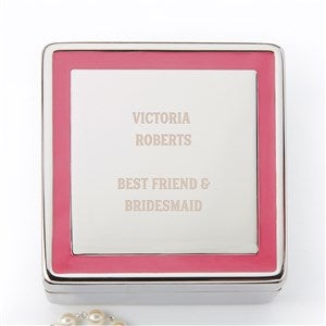 Engraved Pink/Silver Square Jewelry Box - 46567