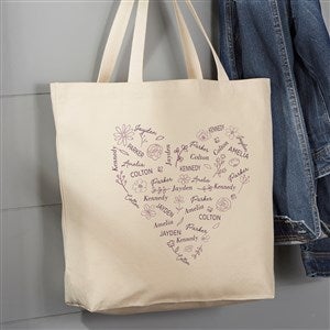 Blooming Heart Personalized Canvas Tote Bag- 20