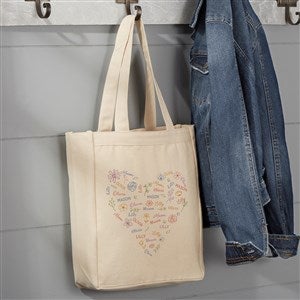 Blooming Heart Personalized Canvas Tote Bag- 14