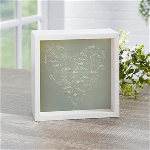 Blooming Heart Personalized LED Ivory Light Shadow Box- 6