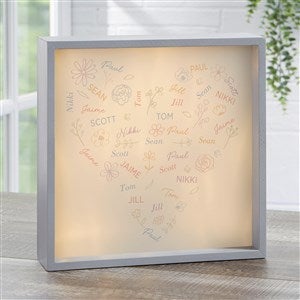 Blooming Heart Personalized LED Light Shadow Box- 10