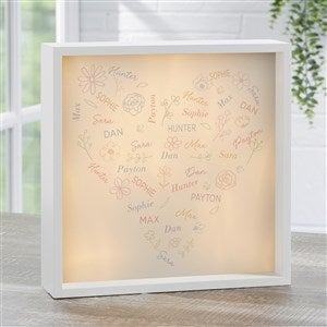 Blooming Heart Personalized LED Ivory Light Shadow Box- 10