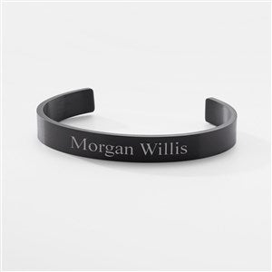 Engraved Stainless Black Cuff Bracelet - 47191