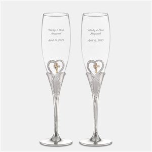 Engraved Cross & Heart Flute Set - 47194