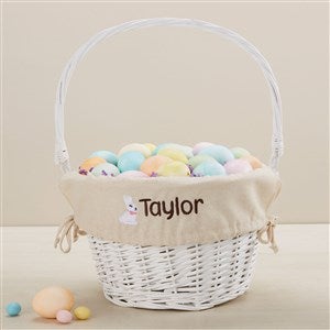 Bunny Name Embroidered White Easter Basket - Tan - 47298-NA