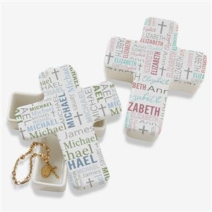 Religious Repeating Name Personalized Cross Box - 47302