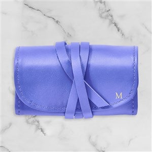 Personalized Small Leather Jewelry Roll - Lapis - 47323D-L