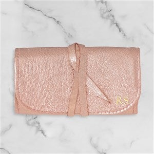 Personalized Small Leather Jewelry Roll - Rose Gold - 47323D-RG
