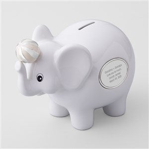 Engraved Ceramic Elephant Coin Bank - 47554
