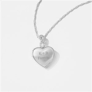 Engraved Sterling Silver Infinity Bail Heart Locket - 47584