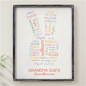 Easter Bunny Repeating Name Personalized Blackwashed Frame Wall Art- 14